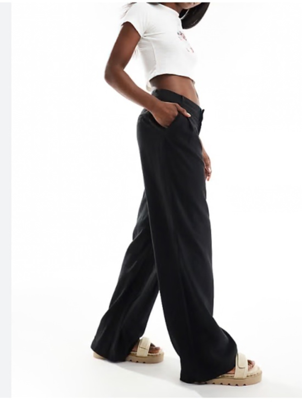Pull&Bear Black Wide-Leg Pleated Pants (NWT)